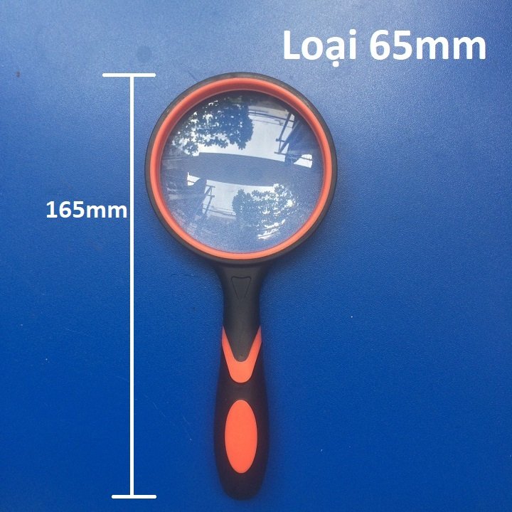 KÍNH LÚP đường kính 65mm CÁN NHỰA ĐÚC MÀU ĐEN ĐỎ