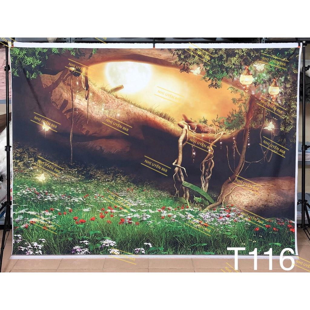 Tranh vải decor / Thảm vải treo tường / Thảm vải chụp ảnh rừng cổ tích / Chụp ảnh thiên nhiên