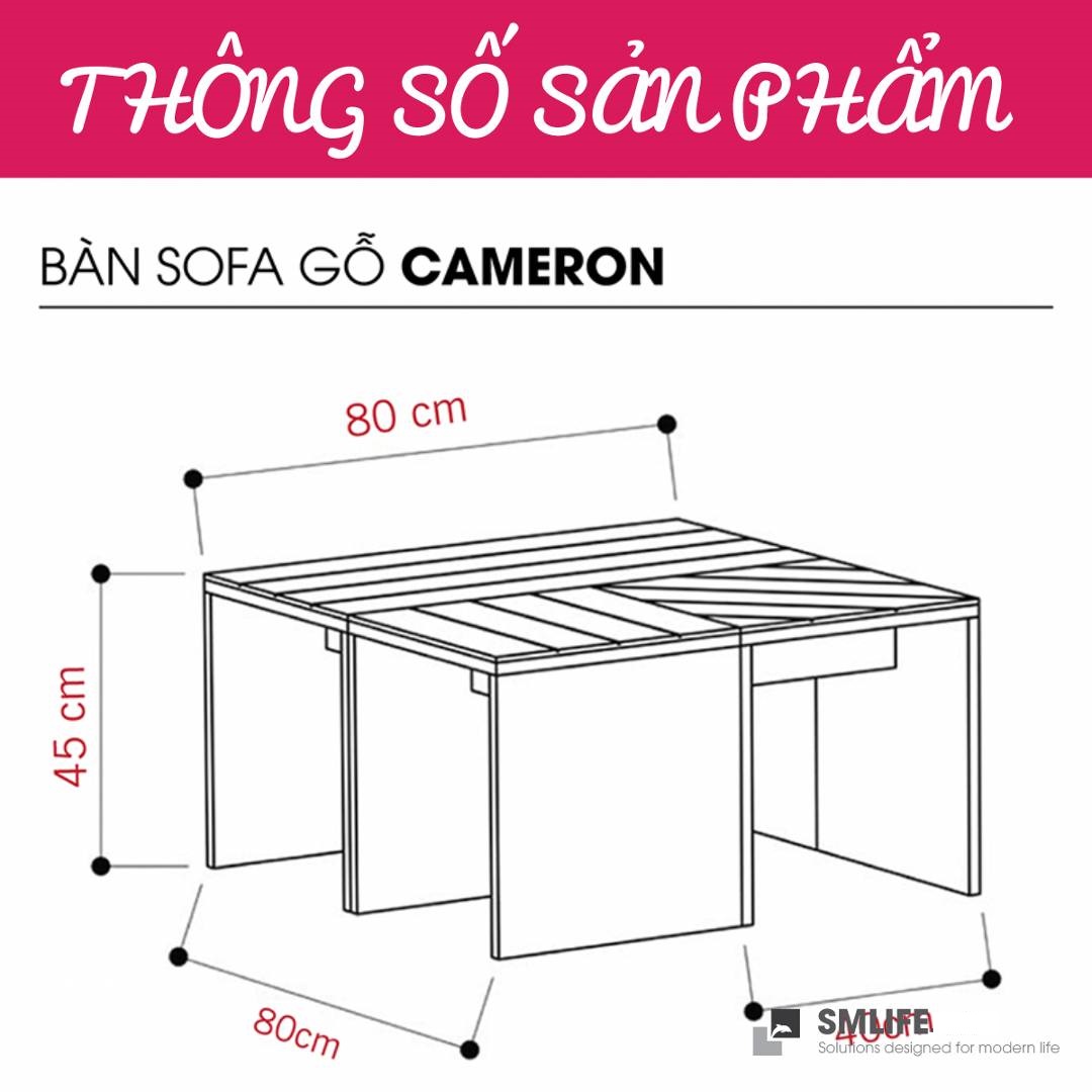 Bàn trà gỗ hiện đại SMLIFE Cameron   | Gỗ MDF dày 17mm chống ẩm | D80xR80xC45cm