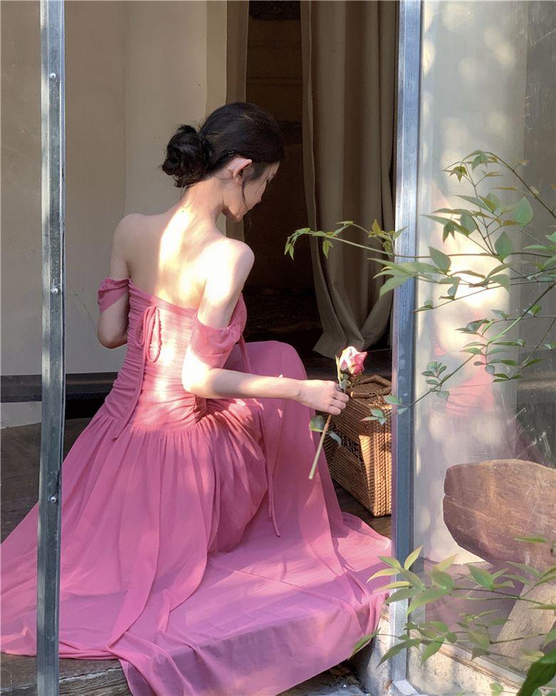 CHENGRUI Pháp ngọt ngào quần chúng lưới váy mùa hè nàng tiên khí chất thắt lưng hiển thị gầy váy xếp nếp nhẹ nhàng váy dài gió