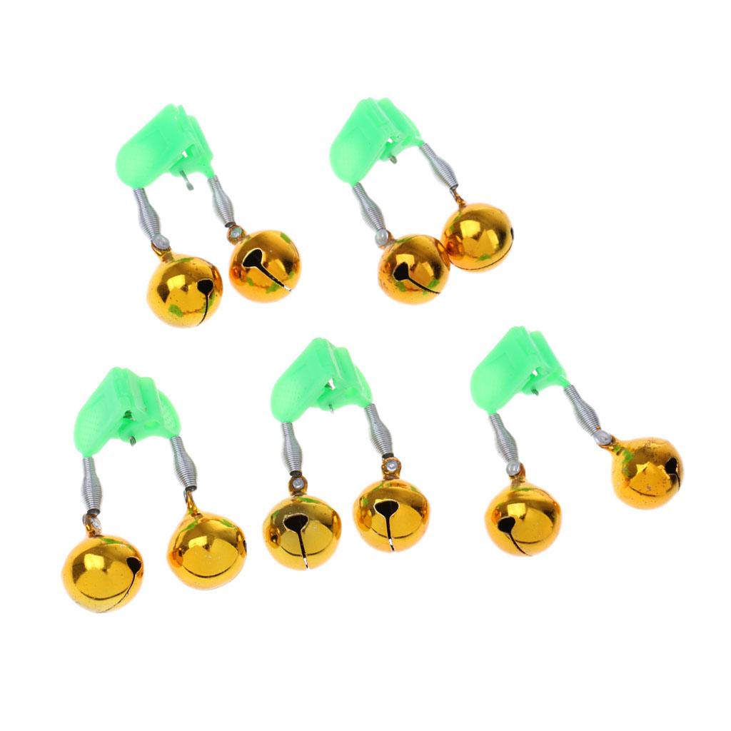 5pcs Night Fishing Rod Float Twin Bells Ring Fish Bait Bite Alarm Bell Metal Alerter Fishing Tool Accessory