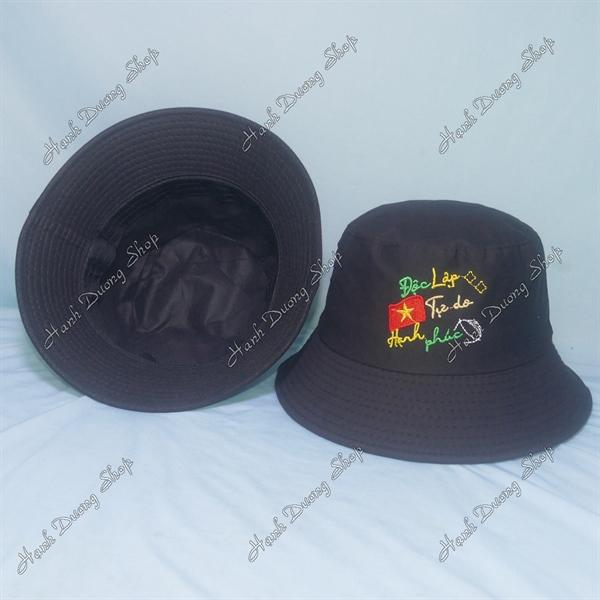 Nón tai bèo mũ bucket vành nhỏ thêu Lá Cờ Việt Nam Độc Lập Tự Do Hạnh Phúc - Độc Lập Tự Do Hạnh Phúc