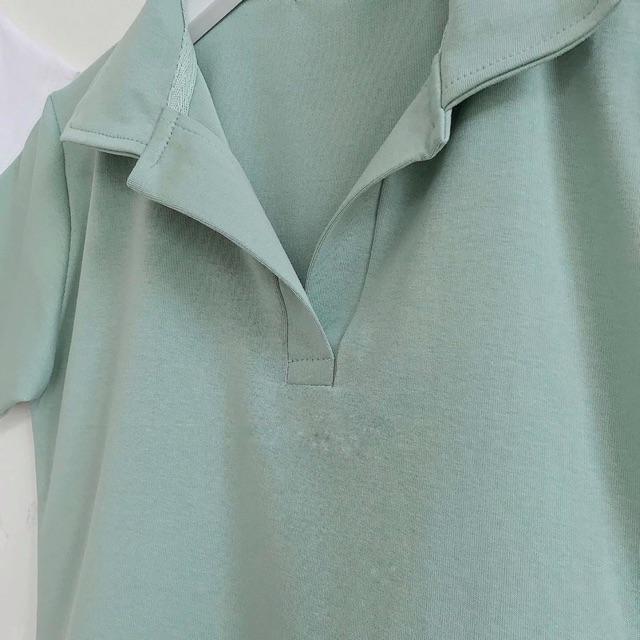 Áo croptop polo cổ bẻ trơn 4 màu