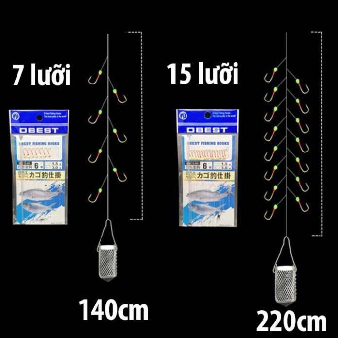 Bộ Thẻo 7 lưỡi câu cá mương hồ siêu nhạy có rọ sắt LC-12