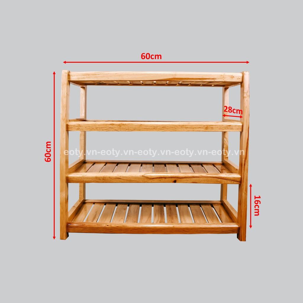 Kệ để giày dép 3 tầng, 4 tầng, 5 tầng có móc sắt 60cm gỗ cao su
