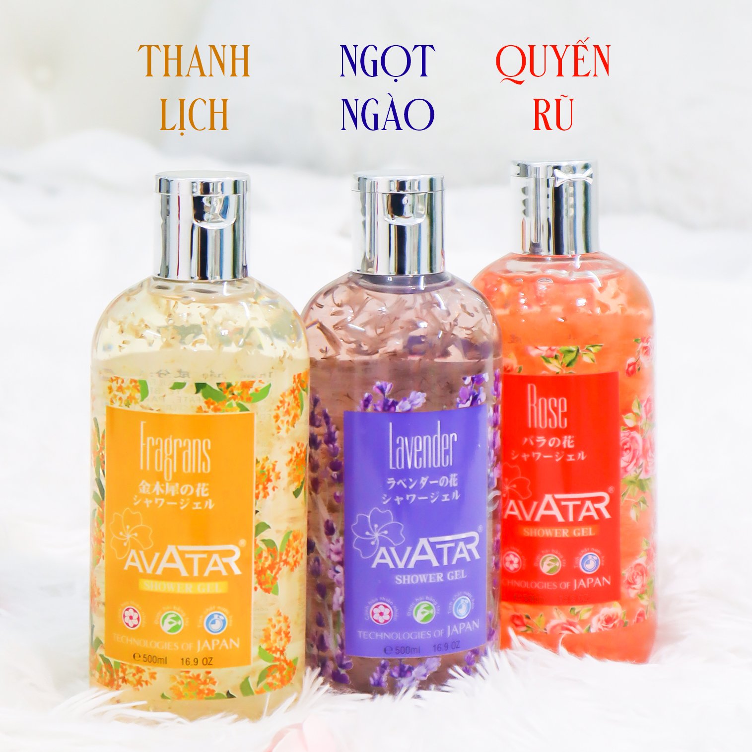 Sữa tắm cao cấp Nhật Avatar Cánh hoa thật LAVENDER- ROSE- FRAGRANS 500ml - Cùng tinh chất thiên nhiên. Dưỡng trắng, mềm mịn, trẻ hóa làn da.Tinh dầu tự nhiên nuôi dưỡng và cấp ẩm tối đa. 100% thành phần tự nhiên, an toàn tuyệt đối tốt tặng kèm bông tắm -