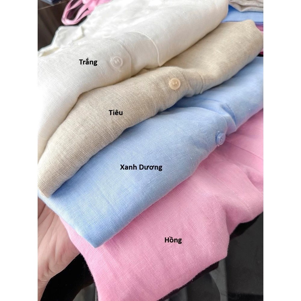 Áo sơ mi nữ dài tay trơn basic đuôi tôm siêu dễ phối đồ vải Linen sợi tự nhiên 100% premium cao cấp