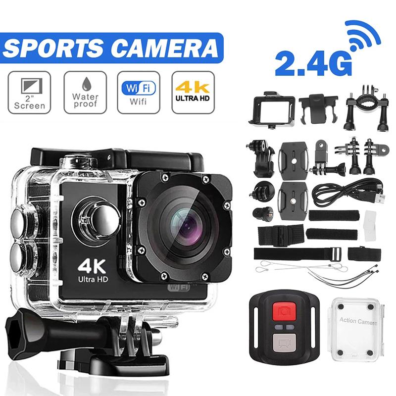 Camera hành động mini 4K Ultra HD 1080p/30fps WiFi 2.0 Màn hình 170D dưới nước 30m Máy ảnh mũ bảo hiểm chống nước ngoài trời máy ảnh thể thao ngoài trời