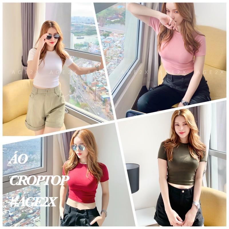  ÁO CROPTOP NỮ 6 MÀU TAY NGẮN