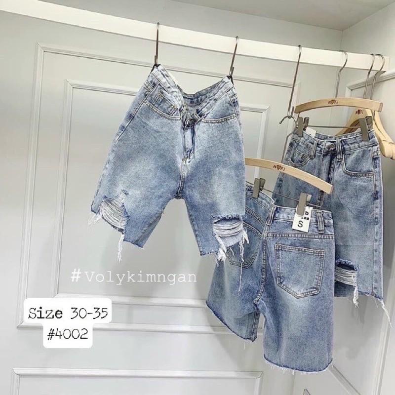Quần ngố jean nữ rách    Quần ngố jean nữ rách lưng cao size đại từ 40kg đến 80kg bigsize 2Kjean Ms4002