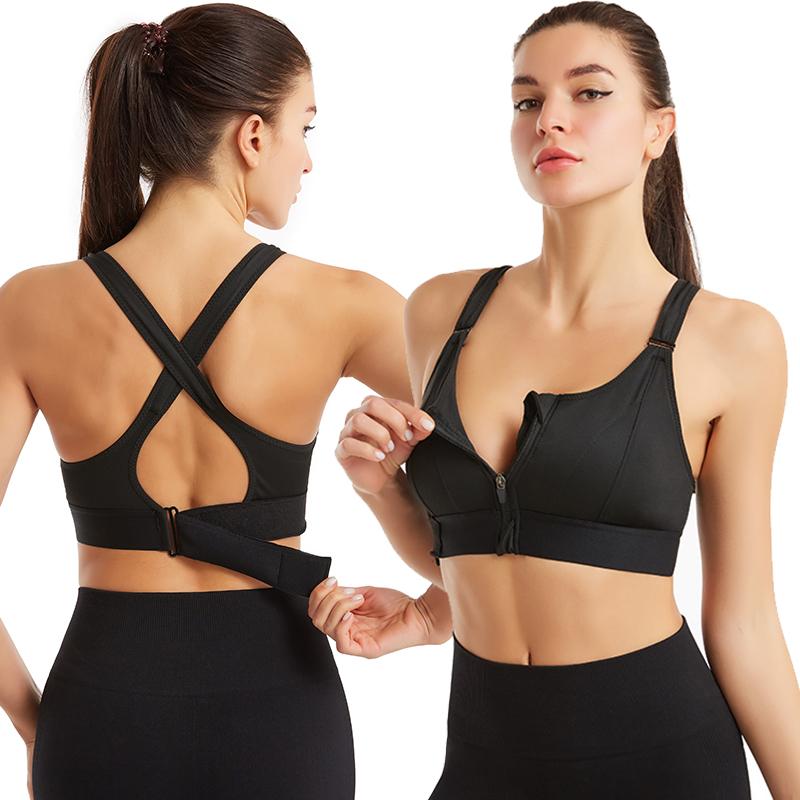 Phụ Nữ Áo Ngực Thể Thao Tập Hợp Không Thép Không Gỉ Vòng Tập Yoga Chạy Áo Vest Dây Kéo Phía Trước Có Thể Điều Chỉnh Dây Đeo Vai Chống Sốc Quần Lót Plus Kích Thước