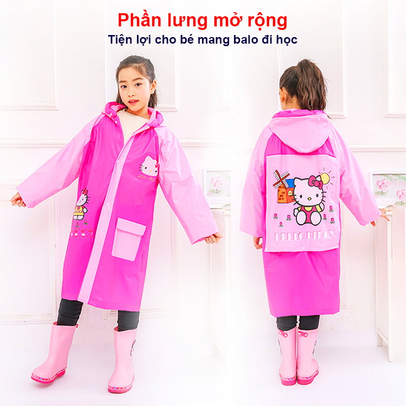 Áo mưa trẻ em hoạt hình Elsa & Peppa đáng yêu cho bé 4-10 tuổi – AM004
