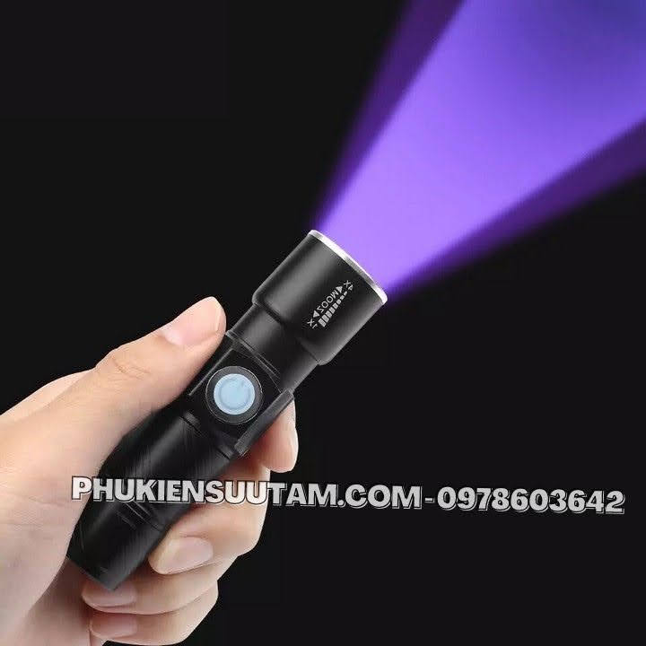 Đèn Pin Siêu Sáng Sạc USB Zoom 4x, kích thước: 9cmx2.4cm, màu đen - SP005760