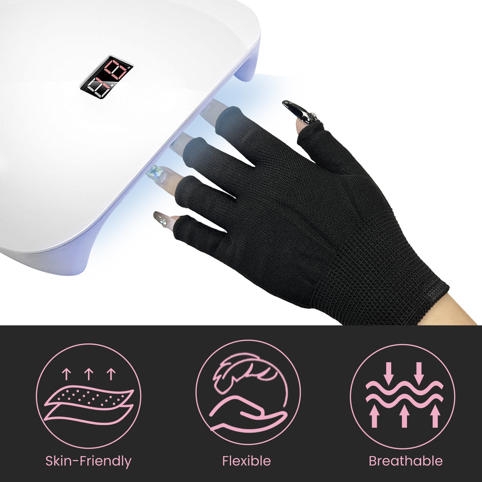 Găng Tay Làm Nail Bảo Vệ Tay Khỏi Tia UV Trong Quá Trình Hong Khô Gel