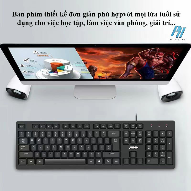 Bàn Phím Máy Tính AOC KB161 Có Dây Chống Ồn Chắc Chắn Siêu Bền, chống thấm nước phù hợp cho làm việc văn phòng, học tập