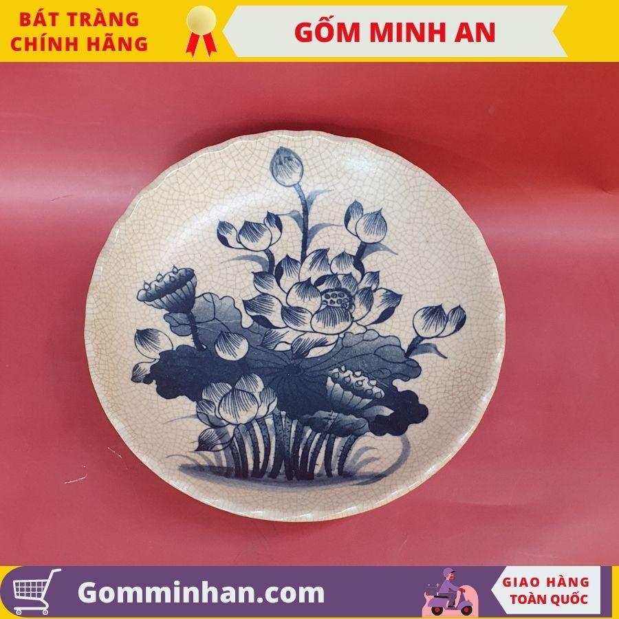 Đĩa bồng thờ, mâm bồng thờ bày ngũ quả men rạn Cao Cấp- Gốm Sứ Bát Tràng- Gốm Minh An