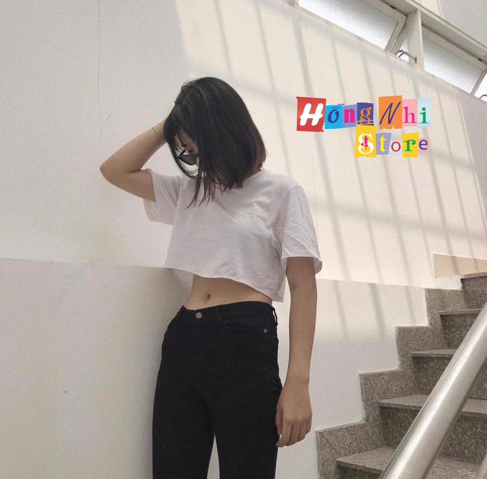 Áo Croptop Trơn Tay Lửng Form Rộng Oversize Ulzzang - MM