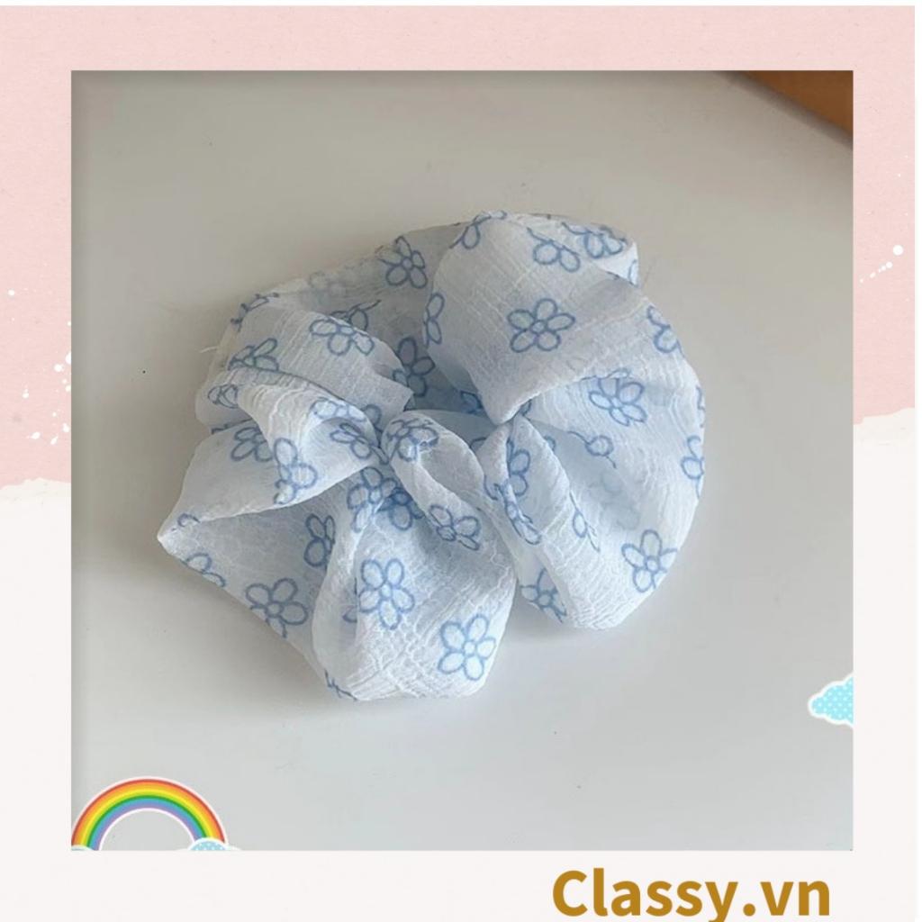 Dây cột tóc Classy, Scrunchies tông xanh mát, nhiều họa tiết PK1503