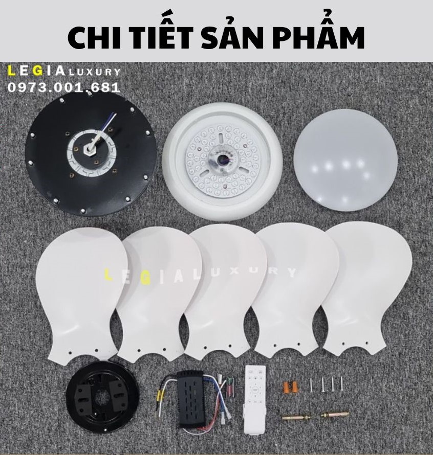 Quạt Trần Mini Gió Mạnh LÊ GIA LGFAN731T - Chiều Cao 25cm - Sải Cánh 74cm - Bảo Hành 5 Năm