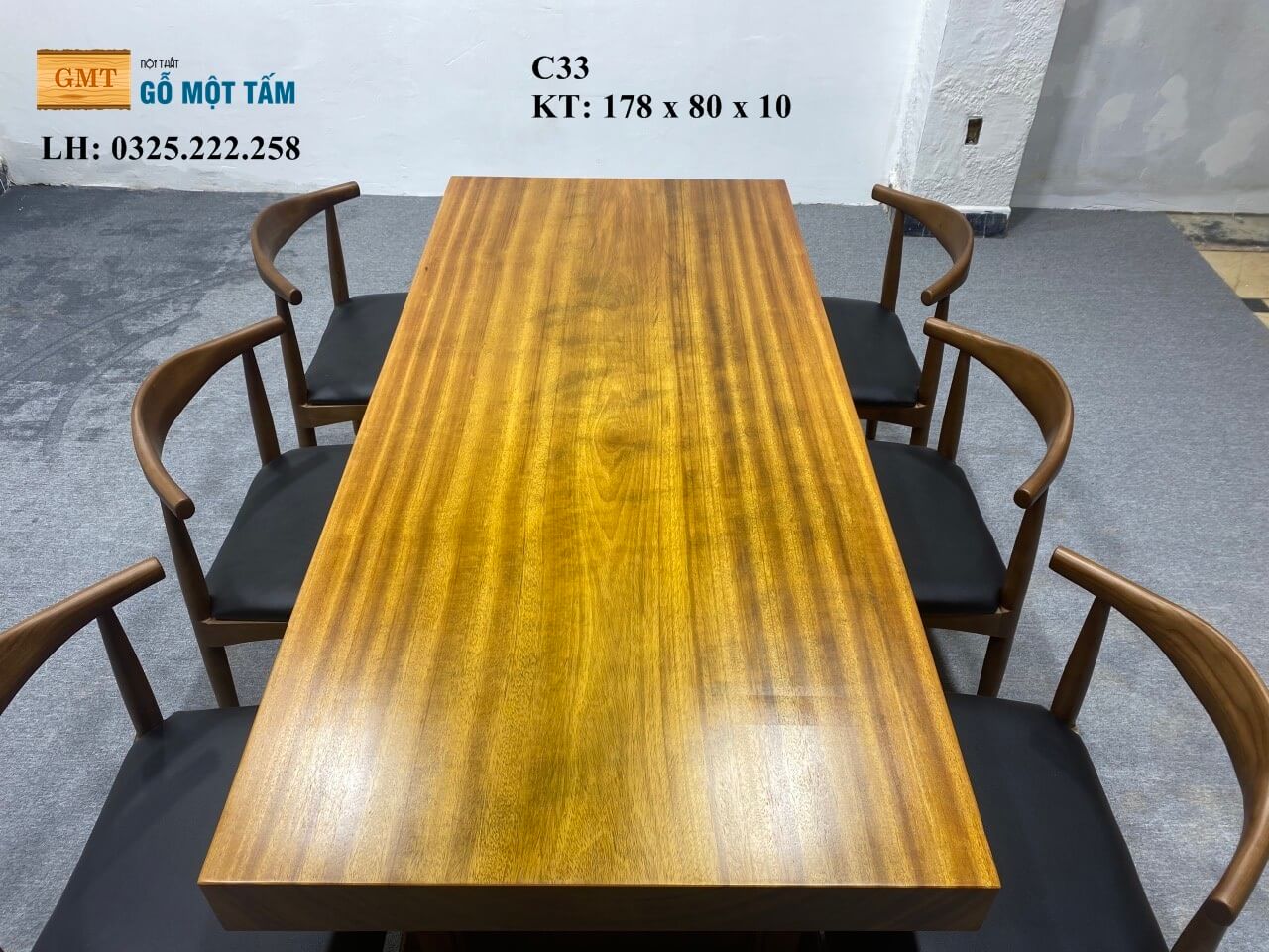 Bàn Làm Việc Gỗ Gõ Vàng, Bàn Cafe Gỗ Gõ Vàng, Bàn Gỗ Gõ Vàng Nguyên Tấm Dài 1,78m Rộng 80cm Dày 10cm