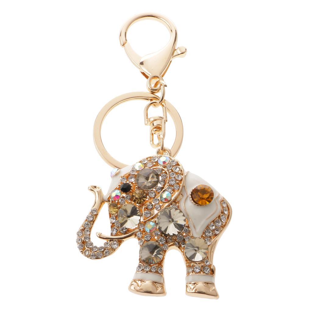 Elephant Keychain Crystal Keyring Key Ring Chain Purse Bag Charm Pendant Keyfob