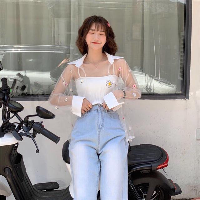 Áo len croptop cổ uy sa sả