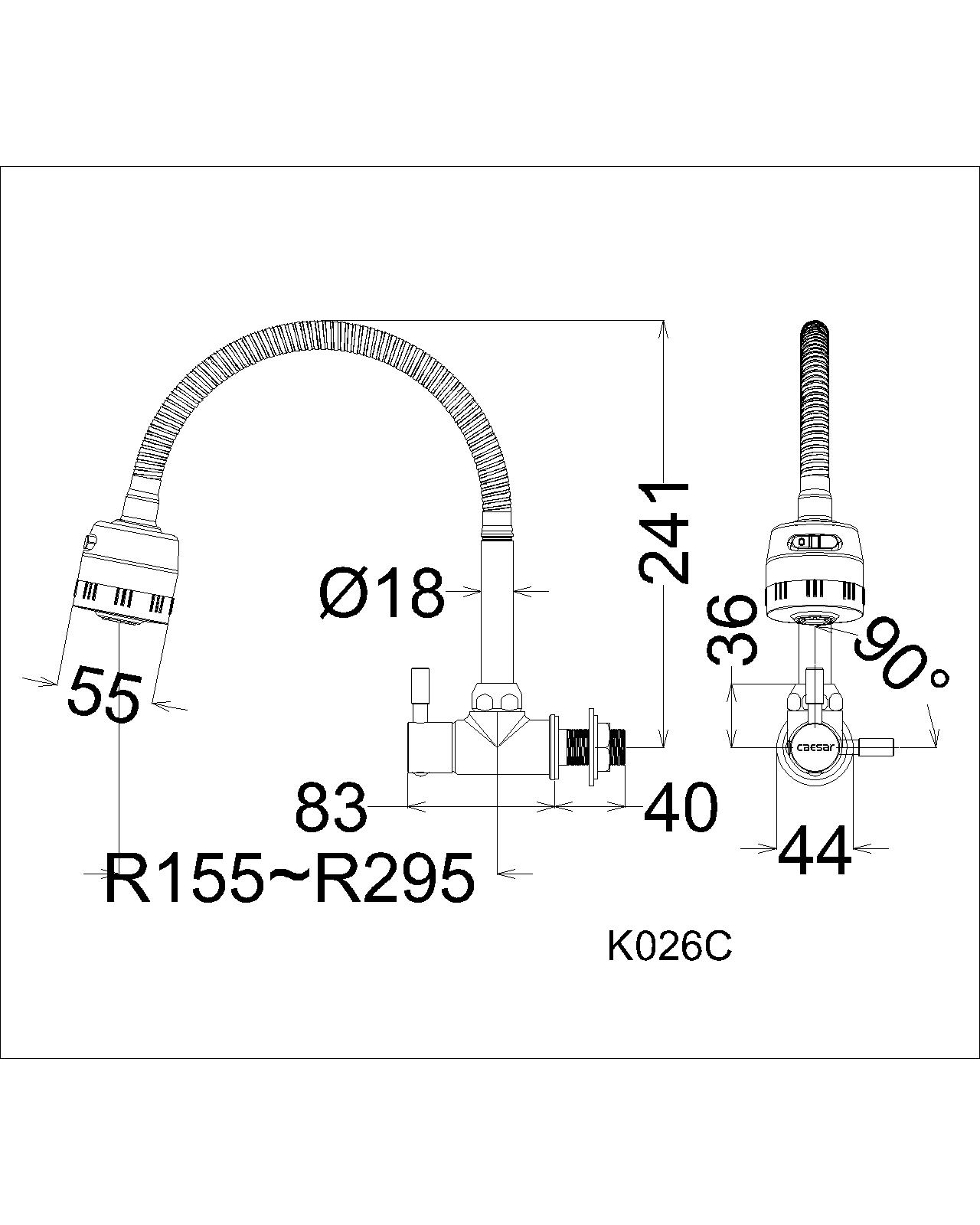 Vòi bếp lạnh gắn tường (âm tường) Caesar K026C