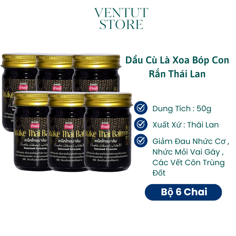 Combo 6 Chai Dầu Cù Là Xoa Bóp Rắn Thái Lan 50g