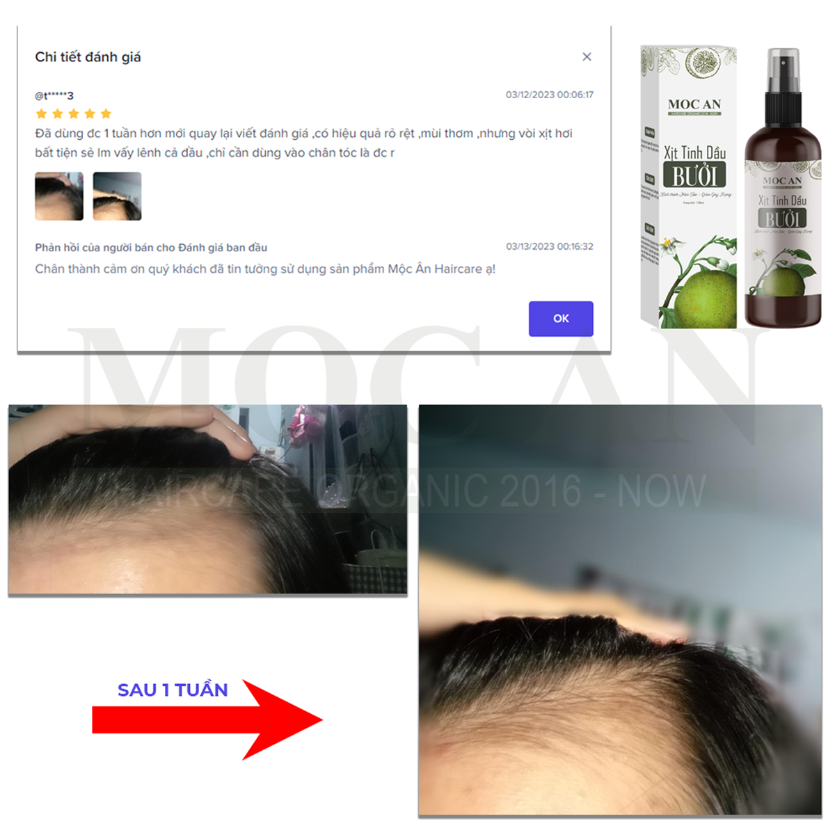 Tinh Dầu Bưởi Xịt Tóc Tiêu Chuẩn Mộc Ân Haircare