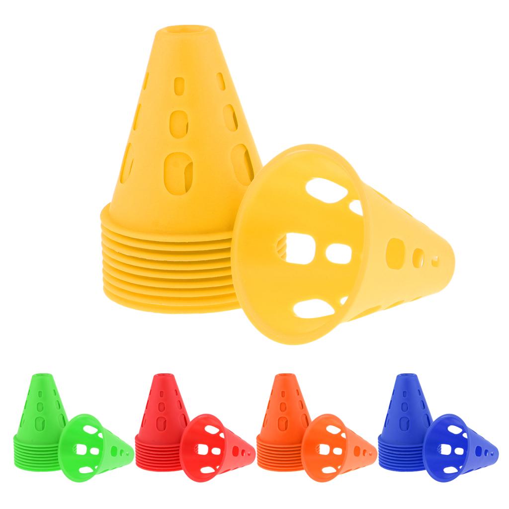 10pcs Plastic Windproof Roadblock Sport Training Traffic Road Cones Yellow