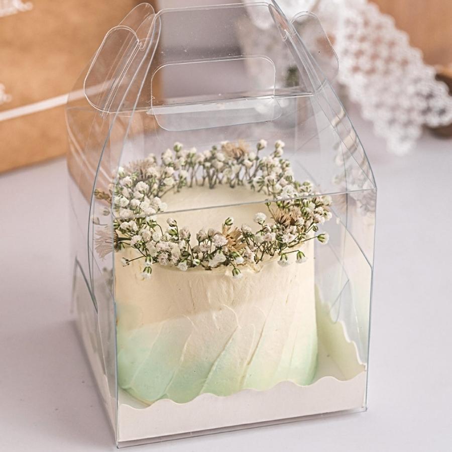 Hộp Đựng Bánh Kem Gato Sinh Nhật Mica Hình Vuông đáy 14x14 CM Phụ kiện Trang Trí Trong Suốt - HOPMIC141412