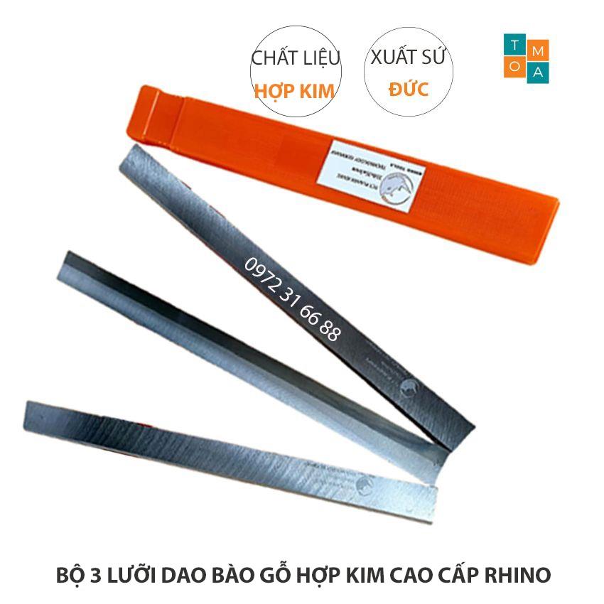 BỘ 3 LƯỠI DAO BÀO GỖ HỢP KIM CAO CẤP RHINO 210x25x3MM CỦA ĐỨC