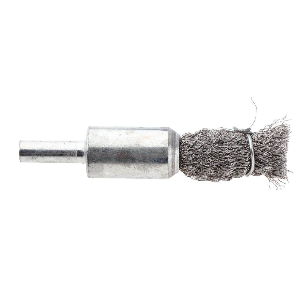 2 Piece Stainless Steel Pen Shape Crimped Wire Brush 6mm Shank 6 x 16mm 0.15