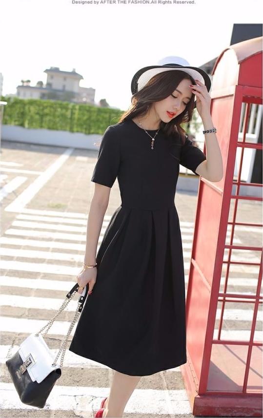 Đầm xòe xếp ly ngắn tay phong cách Hàn Quốc. - DX48