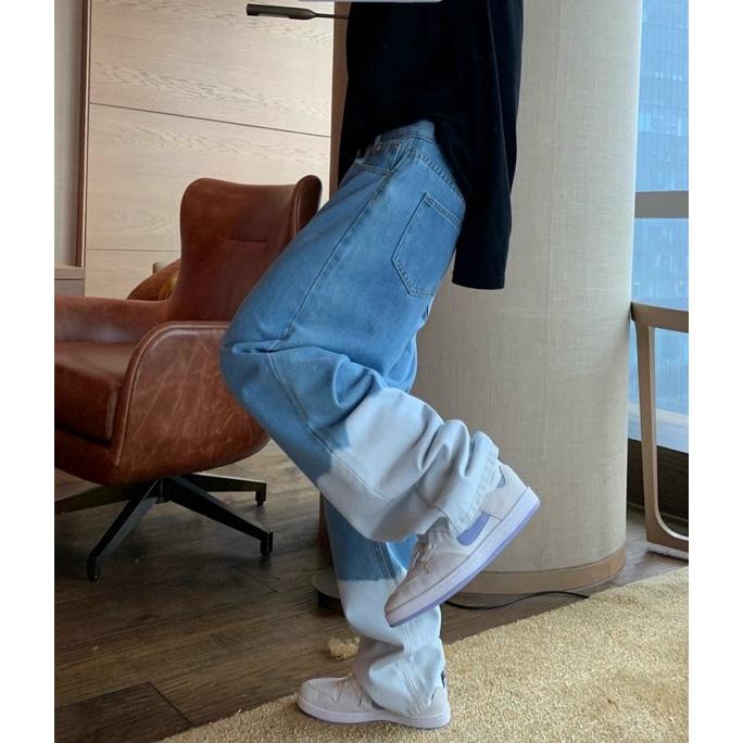 Quân baggy ống rộng loang màu - quần jeans nam loang màu basic dễ phối đồ