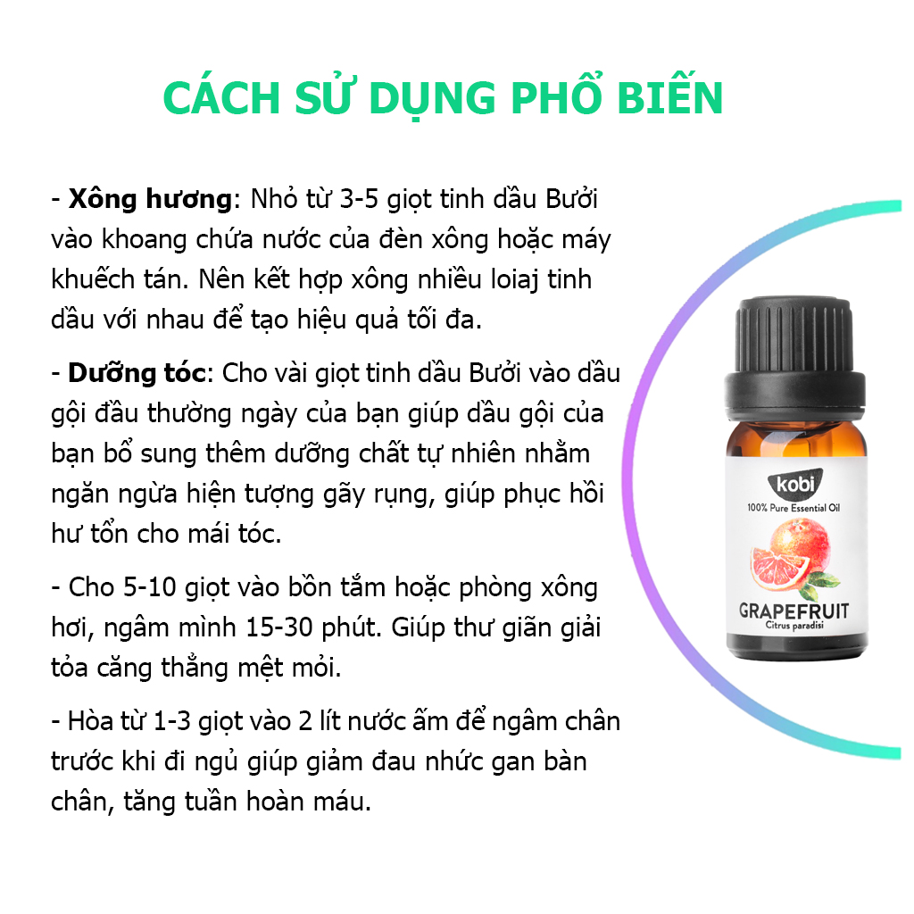 Tinh Dầu Bưởi Kích Thích Mọc Tóc Kobi, Trị Rụng Tóc, Chăm Sóc Tóc Chắc Khỏe (100ml)