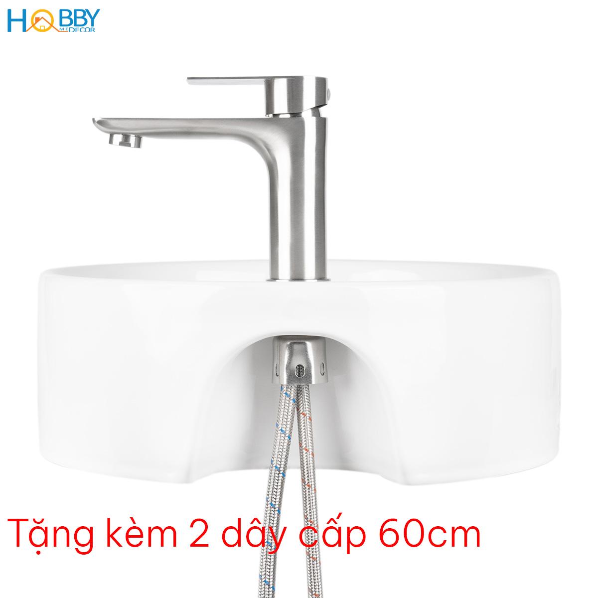 Vòi chậu rửa mặt nóng lạnh inox 304 xước Hobby home decor VRM11