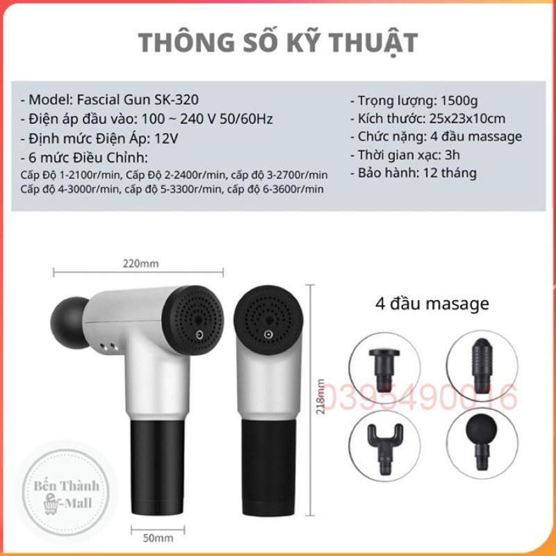 Máy massage cầm tay, mát-xa bấm huyệt Cao Cấp 4 đầu 6 chế độ trị nhức mỏi vai gáy, đau giãn cơ