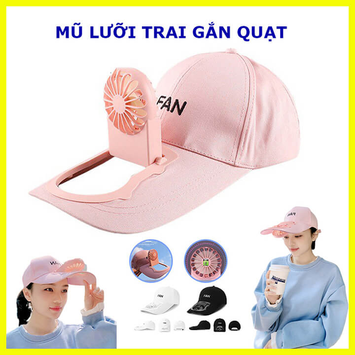 Mũ Gắn Quạt Mini, Mũ Lưỡi Trai Tích Hợp Quạt Làm Mát Mùa Hè Cho Nam Nữ Kiểu Dáng Thời Trang, Nón kết chống tia UV