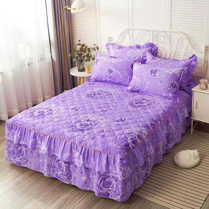 Bộ Ga Gối Cotton Trần Bông 2 lớp - Ga Gối Cotton Phủ Viền Bèo Hàng Nhập Khẩu