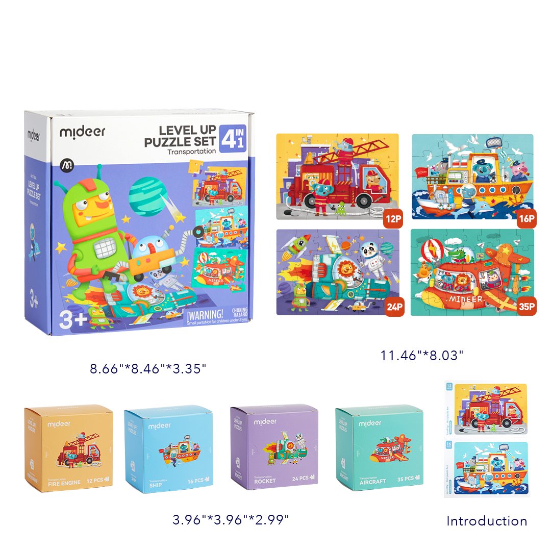 Đồ Chơi Xếp Hình Level Up Puzzle Set 4in1 (04 tranh 12-16-24-35 mảnh ghép) - Dành cho bé từ 3 tuổi