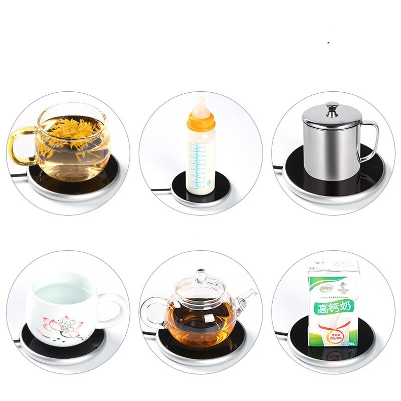 Đế hâm nóng đồ uống hợp kim nhôm TĐH.02 công suất 18w - Đế hâm nóng tùy chỉnh nhiệt độ có đèn led thông minh - Hàng Chính Hãng
