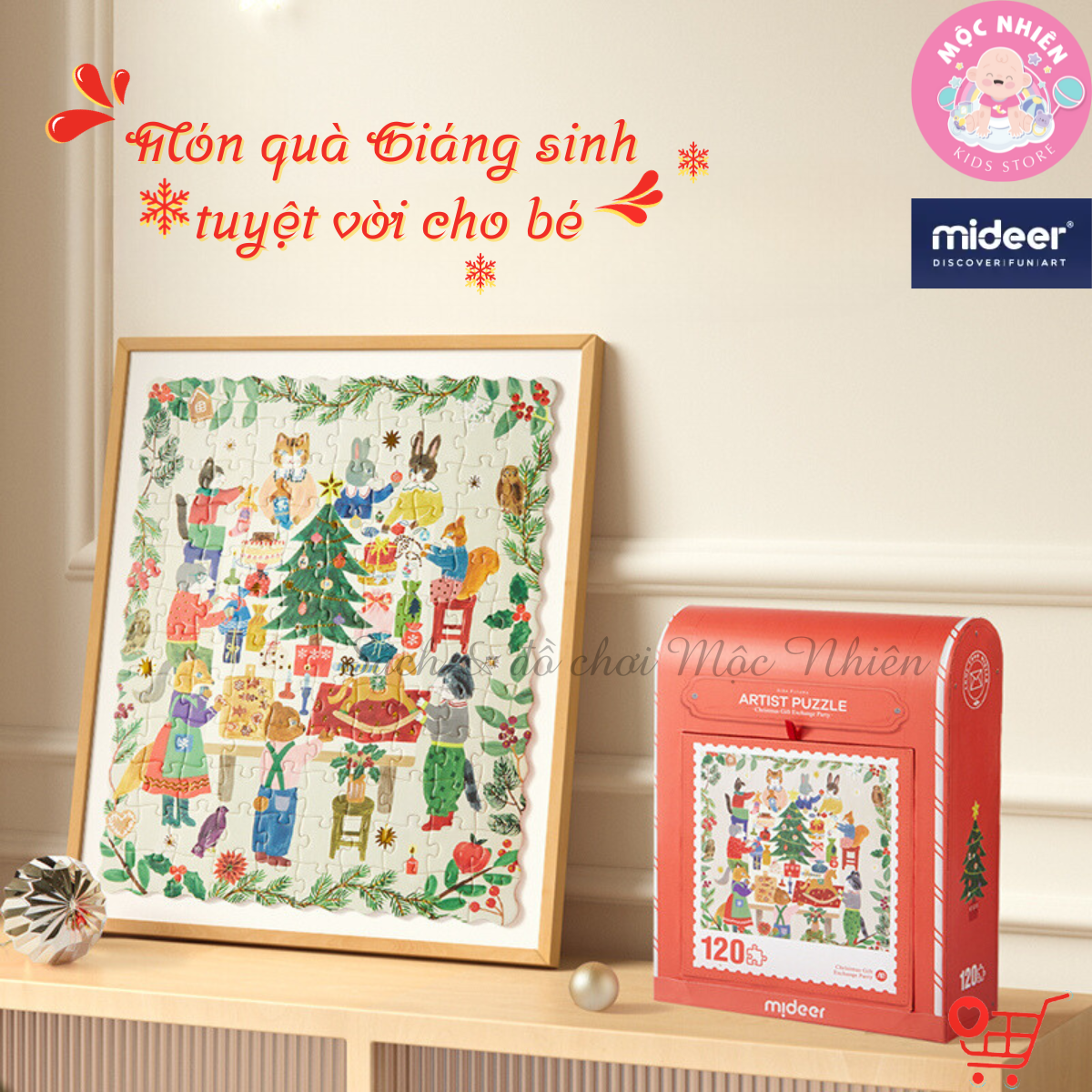 Đồ Chơi Xếp Hình Puzzle Chủ Đề Noel 2024 - Mideer Christmas Gift Box Puzzle - Đồ Chơi Giáng Sinh Cho Bé