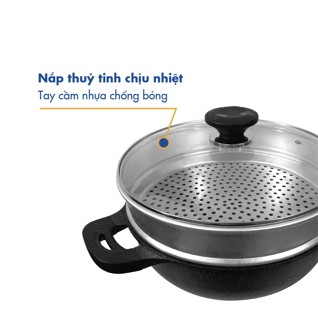 Chảo sâu + xưởng hấp đa năng Korea King size 32cm KW-32MSI