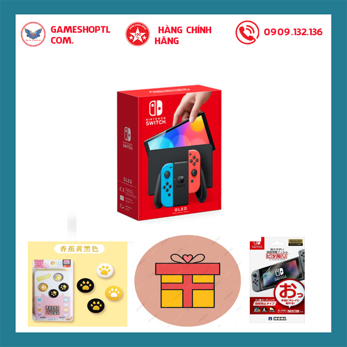 Máy Game Nintendo Switch Oled Joycon Neon H.a.c.k -Kèm Thẻ Nhớ 256gb- Hàng Nhập Khẩu