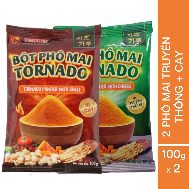 Combo 2 Gói Bột Phô Mai Tornado Vị Truyền Thống & Vị Cay