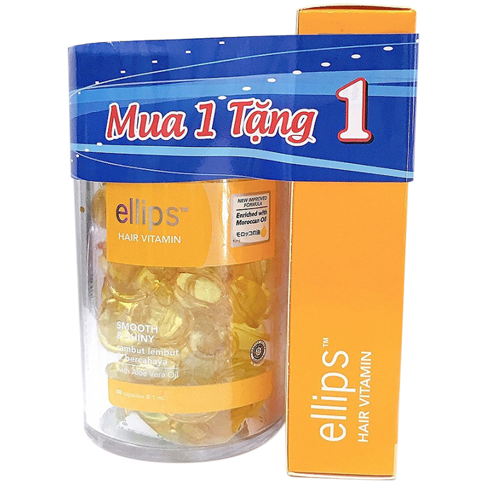 Hũ ELLIPS Vitamin Dưỡng Tóc - Óng Mượt (50 Viên) + Hộp Ellips Vitamin Dưỡng Tóc Óng Mượt (Hộp 12s )