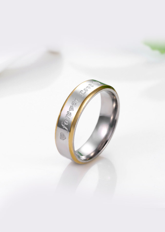 Nhẫn cặp titanium 2 màu forever love BHN72