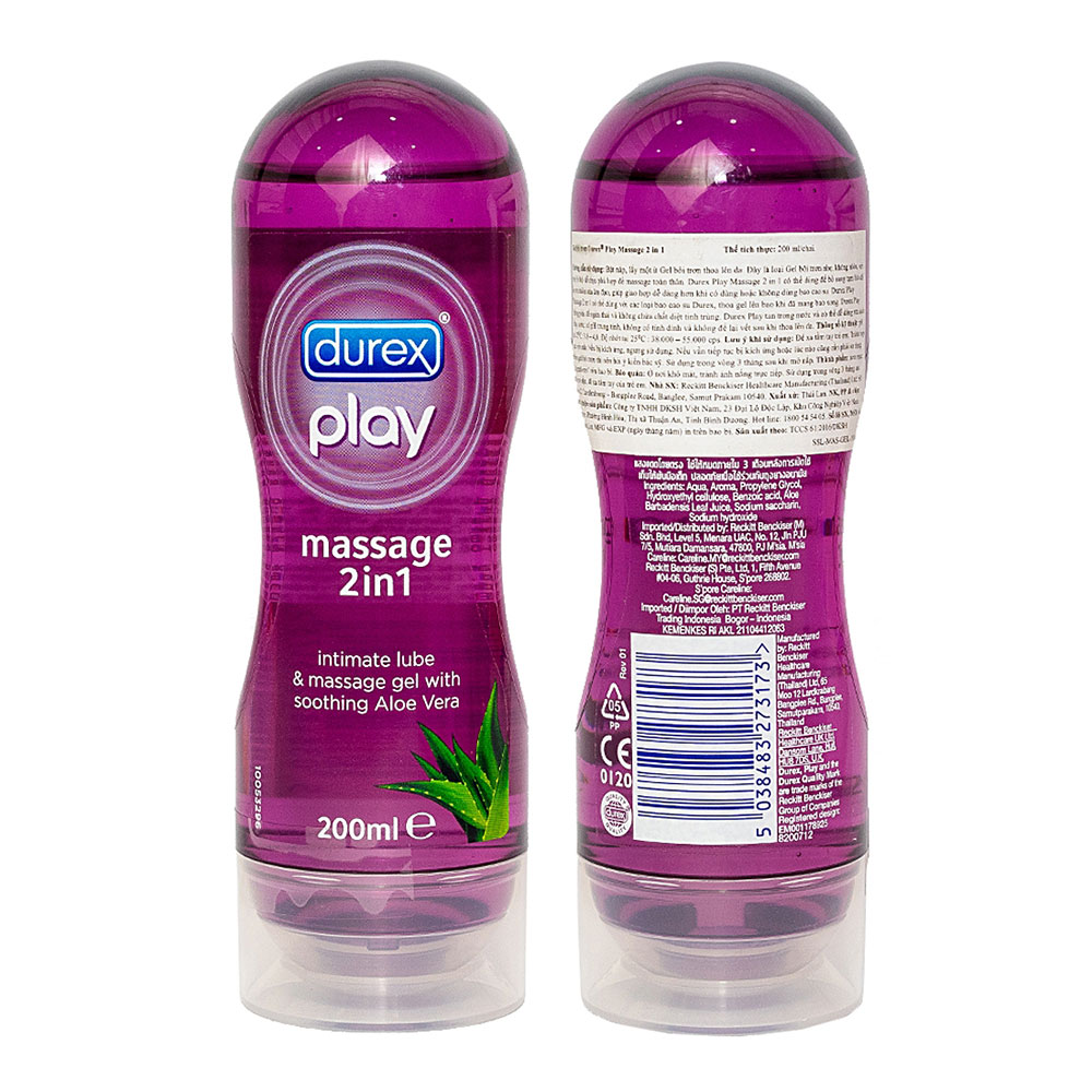 Gel Massage Durex 2 in 1 Hương Thơm Lô Hội - Mát Xa Toàn Thân - Bôi Trơn Quan Hệ + BCS Jex - Che Tên Sản Phẩm