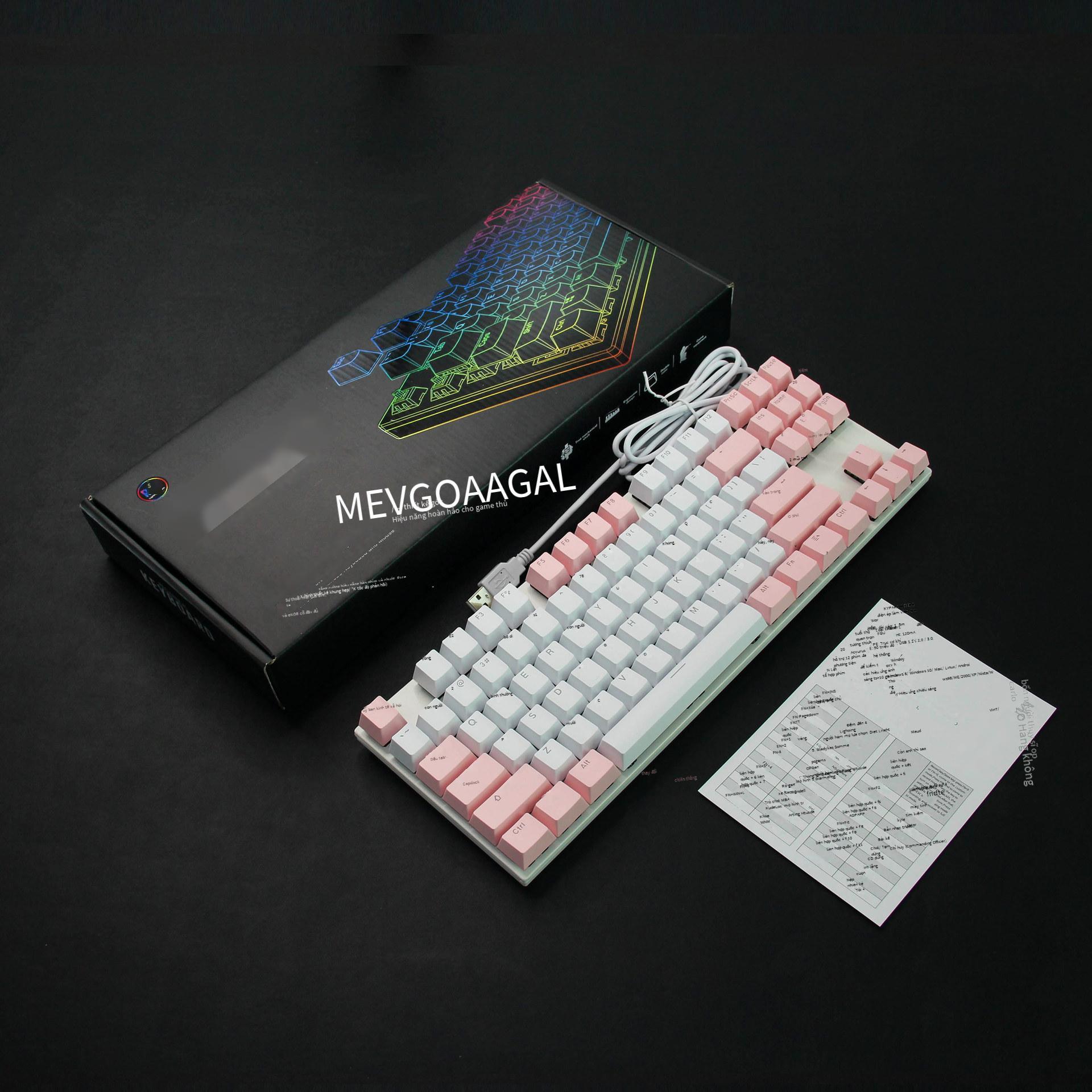 Phong cách mới nhất 87 phím tùy chỉnh màu ánh sáng RGB phù hợp với keycap bảng kim loại full-key no punch bàn phím cơ trục xanh có dây